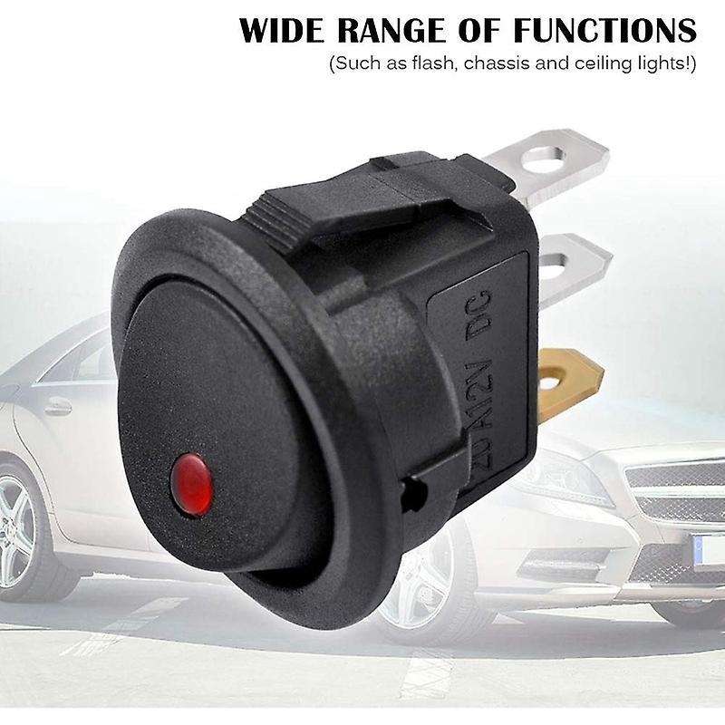 10pcs Spst Round Dot Switch 20a for Car Or Boat with Led ,red Light