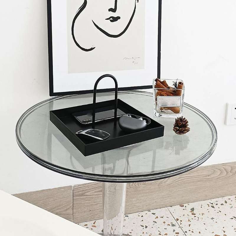 Desktop Storage Tray Plastic Square Jewelry Trays with Handle,b