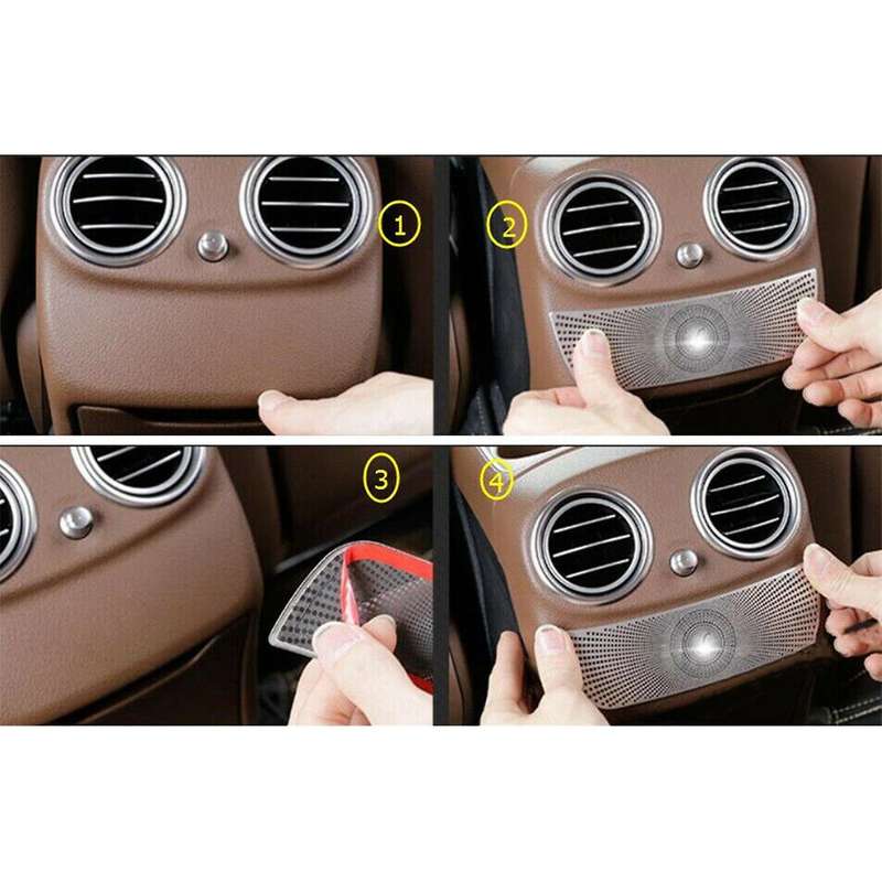 Matte Silver Rear Armrest Air Vent Outlet Cover Trim for Mercedes