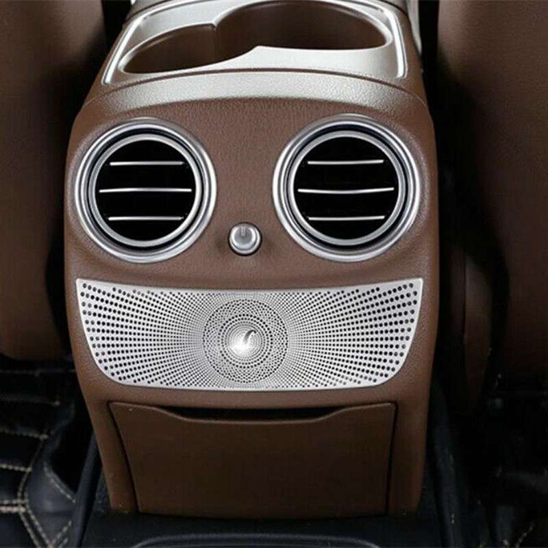 Matte Silver Rear Armrest Air Vent Outlet Cover Trim for Mercedes