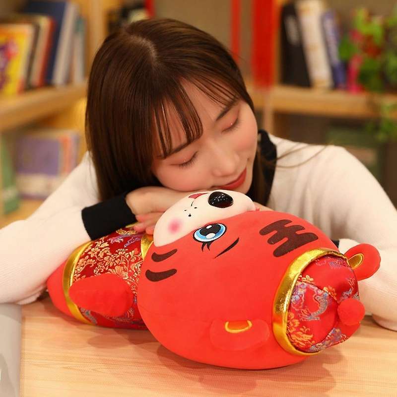 2022 New Year Zodiac Tiger Red Mascot Plush Doll for Kids Baby,20cm
