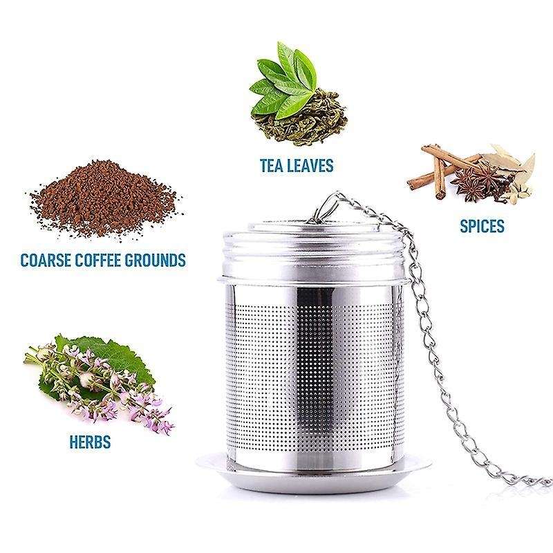 Stainless Steel Tea Infusers for Loose Tea with Chain Hook & Saucer
