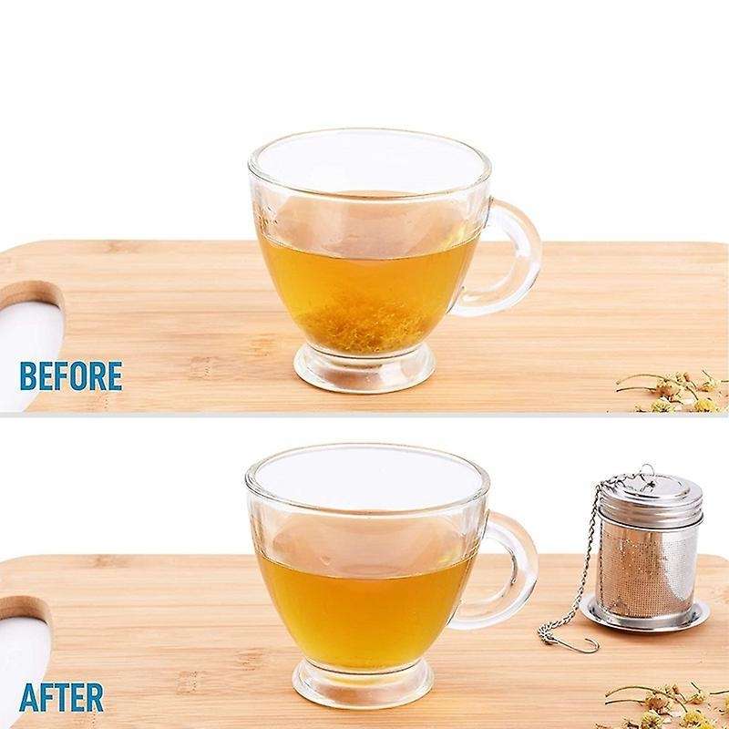 Stainless Steel Tea Infusers for Loose Tea with Chain Hook & Saucer