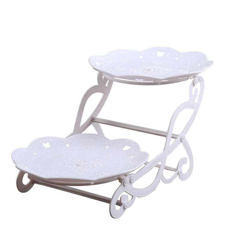 2 Tier Cake Dessert Holder Cupcake Pastry Biscuit Tray B Round