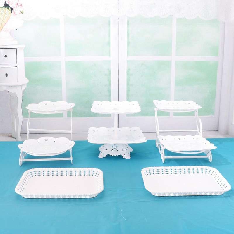 2 Tier Cake Dessert Holder Cupcake Pastry Biscuit Tray B Round