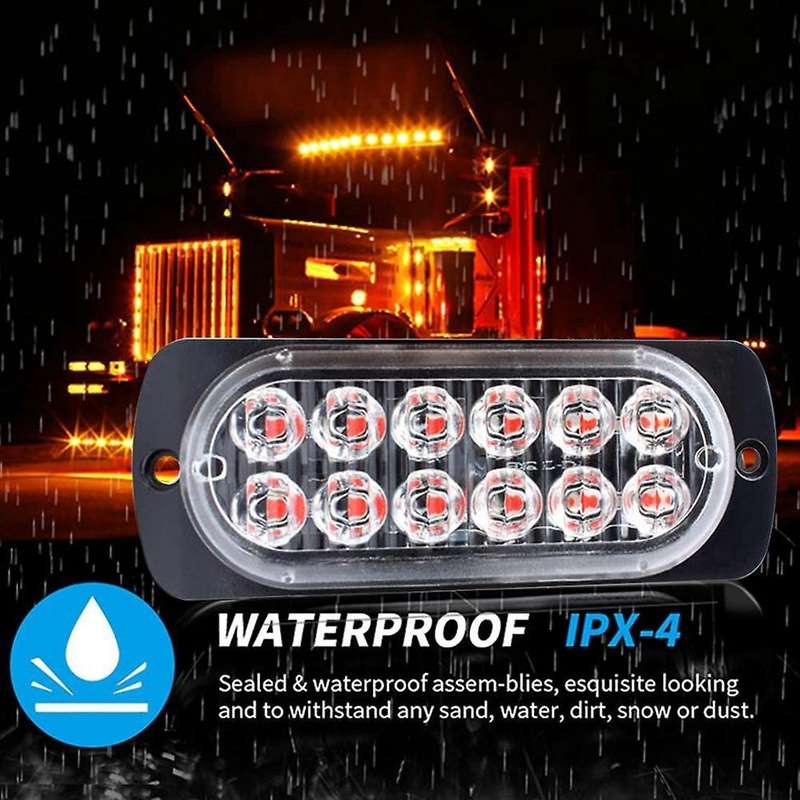 2pcs Led Strobe Warning Light Strobe Grille Flashing Lightbar Red