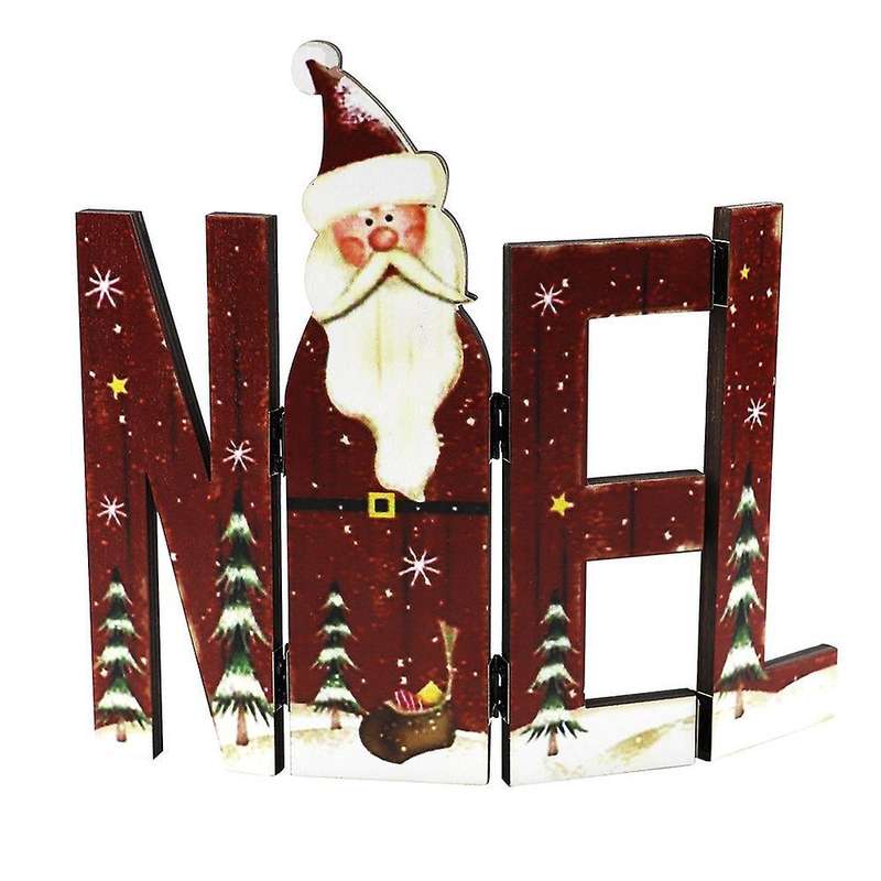 Wooden Letter Table Ornaments Santa Claus Snowman Pattern (red)