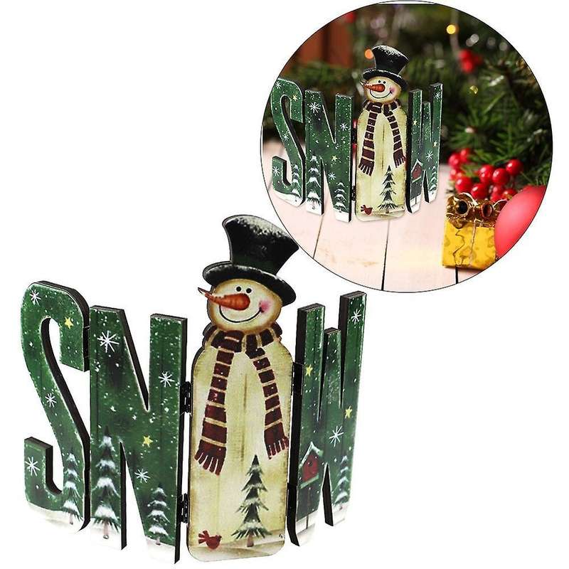 Wooden Letter Table Ornaments Santa Claus Snowman Pattern (red)