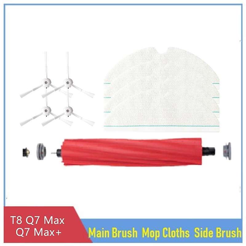 9pcs Main Side Brush Disposable Mop Cloth for Roborock T8 / Q7 Max /+