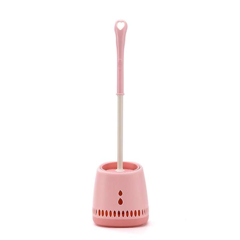Wall Hanging Toilet Brush Holder Long Handle Cleaning Brush -pink