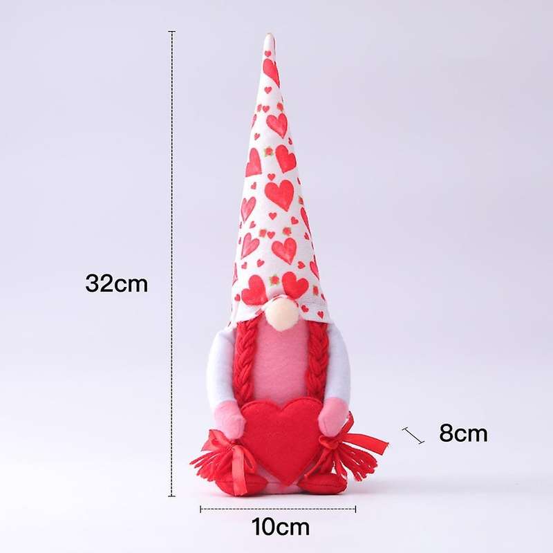Valentines Day Decor, Handmade Faceless Doll Rudolph Plush Toy, B
