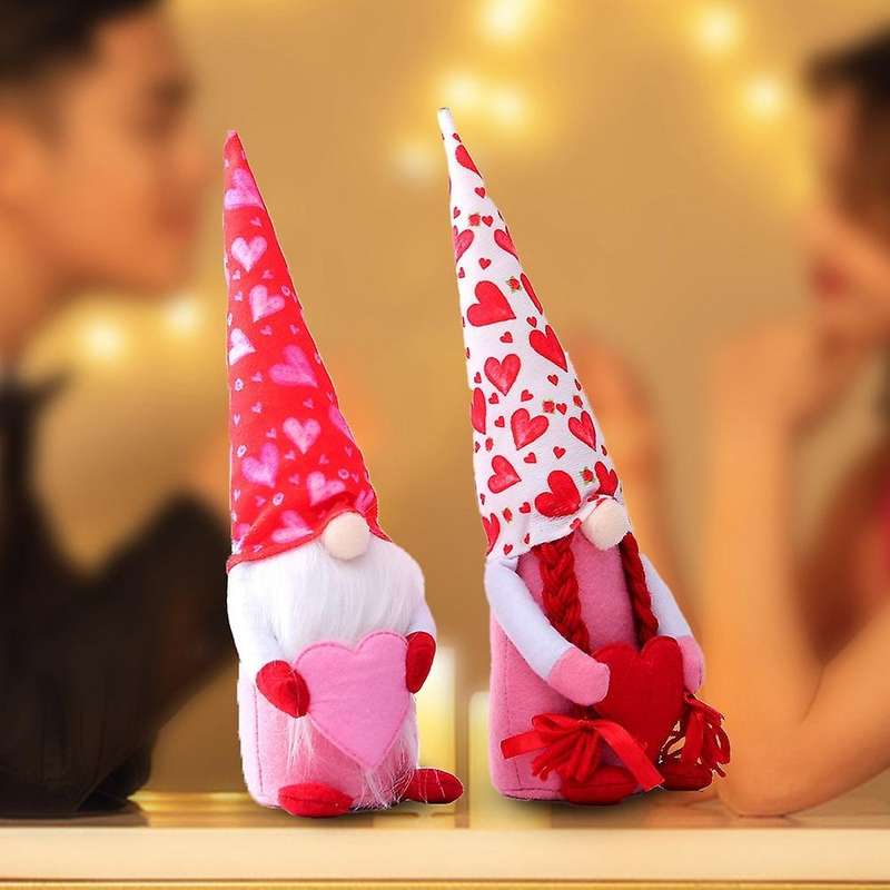 Valentines Day Decor, Handmade Faceless Doll Rudolph Plush Toy, B