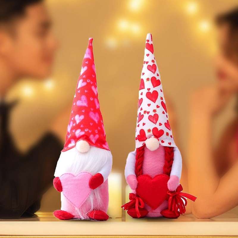 Valentines Day Decor, Handmade Faceless Doll Rudolph Plush Toy, B