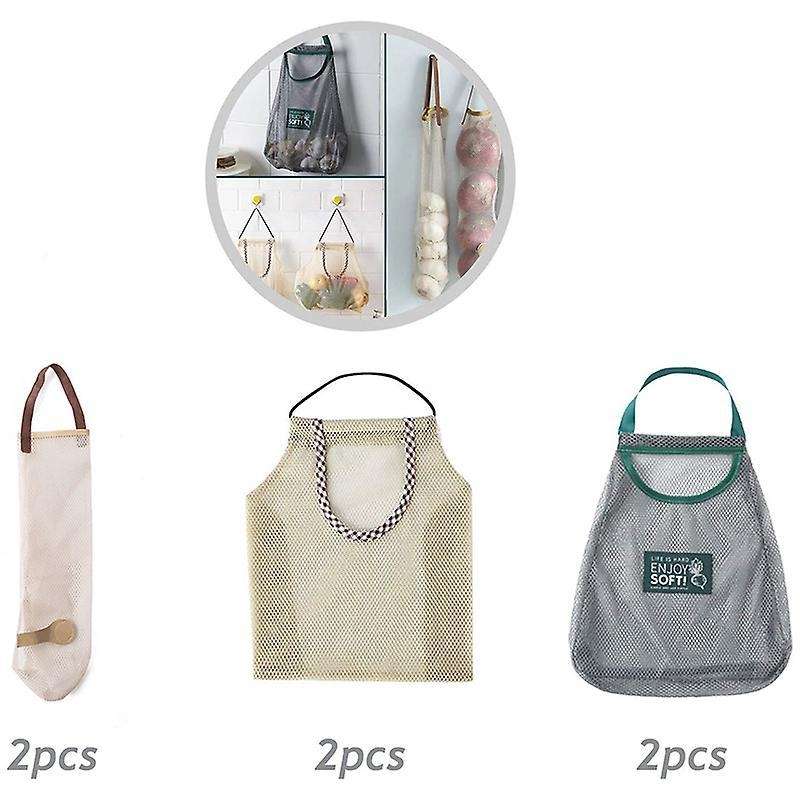 Hanging Storage Vegetable Mesh Bag Washable Wall Hanging Fruit Basket