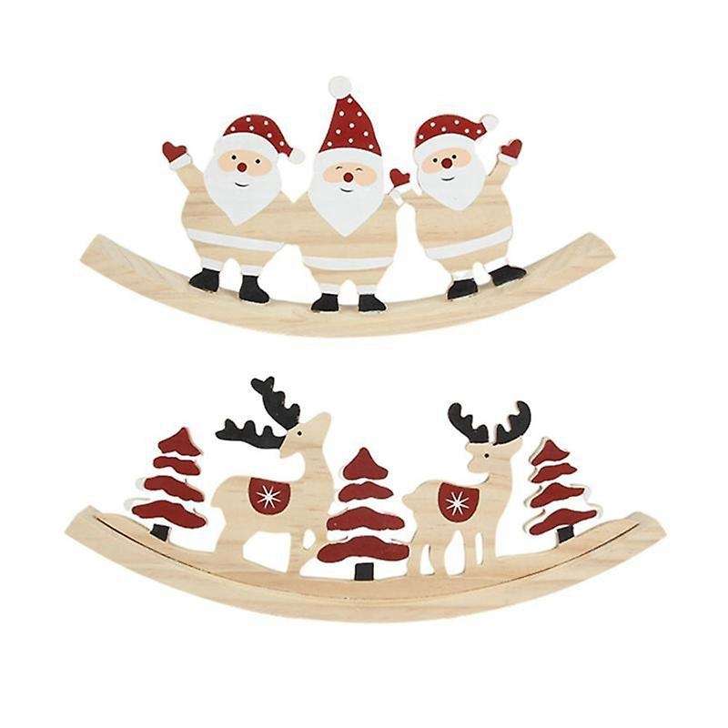 2pcs Christmas Wooden Swing Santa Xmas Wood Craft Swing Ornaments