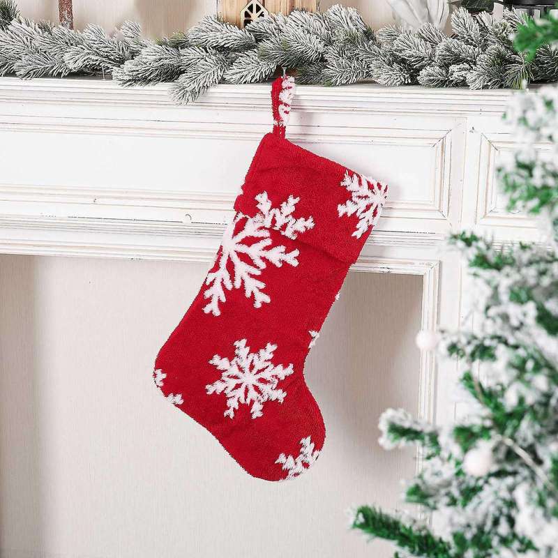 Stocking Snowflake Pattern Candy Sock Gift Bag for Christmas Party