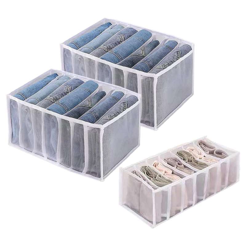 3pcs Wardrobe Clothes Organizer,mesh Foldable Drawer Organizers