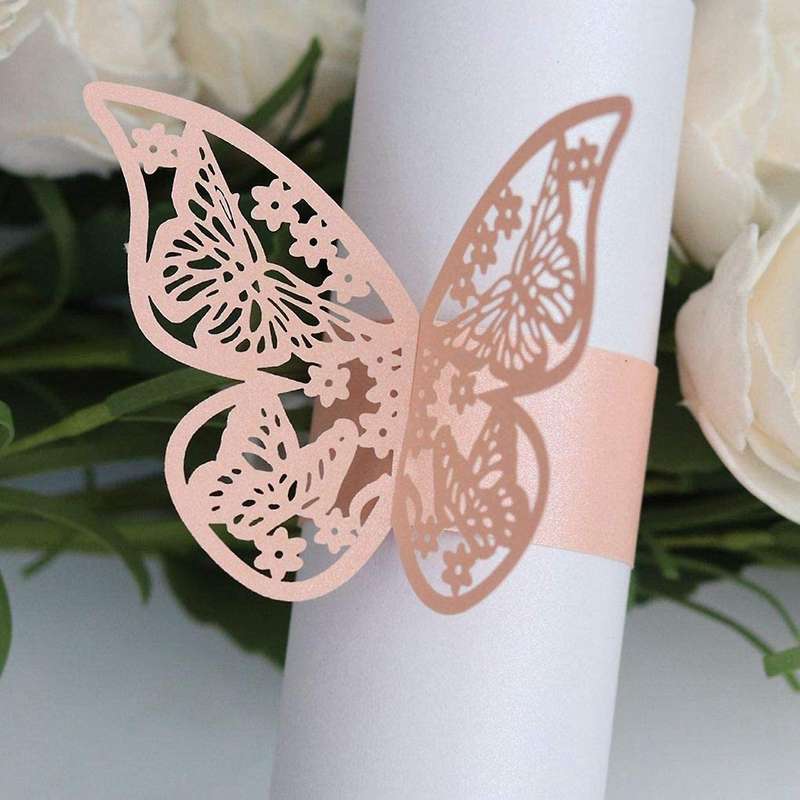 50pcs 3d Butterfly Paper Napkin Rings for Weddings Party Table Decor