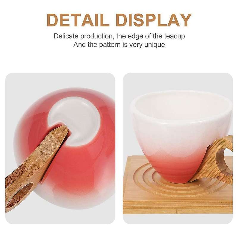 European Gradient Color Ceramic Coffee Cup Set Gift with Handle Pink