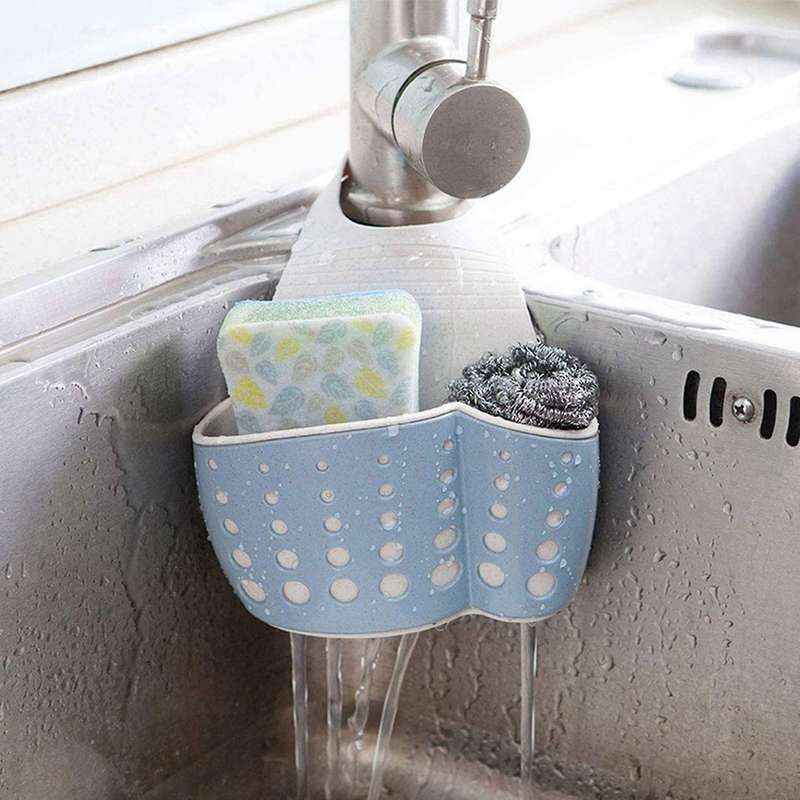 Wheat Double-layer Adjustable Snap-on Sink Storage Hanging Bag-pink