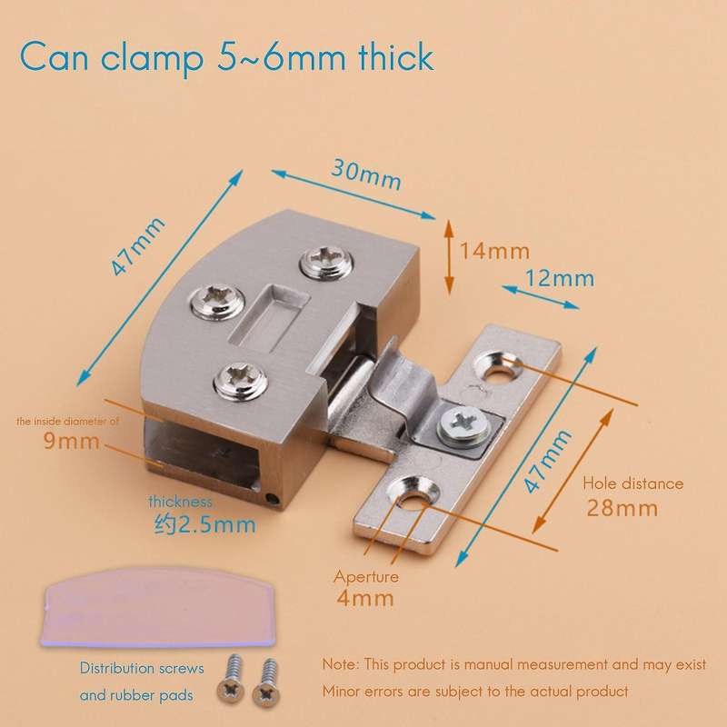 2pcs Glass Cabinet Door Hinge Wine Cabinet Clip Display Cabinet