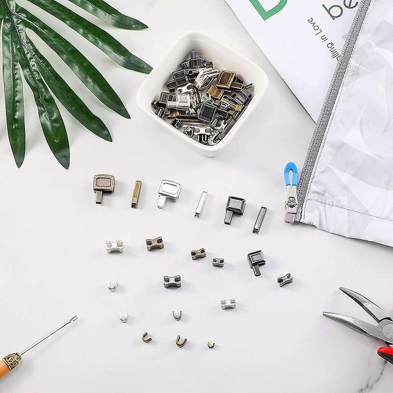 120 Pieces Metal Zipper Head Slider,zipper Stopper Repair Tool Kit