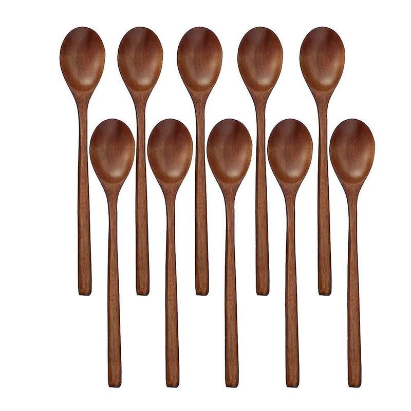 Wooden Spoons,10 Pcs for Mixing Stirring,long Handle Kitchen Utensil