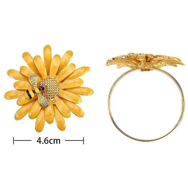 6 Pcs Daisy Napkin Rings Set,for Holiday Wedding Table Decorations