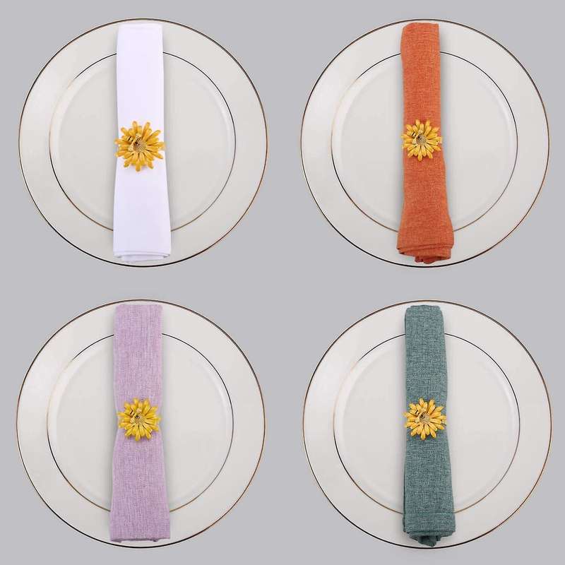 6 Pcs Daisy Napkin Rings Set,for Holiday Wedding Table Decorations