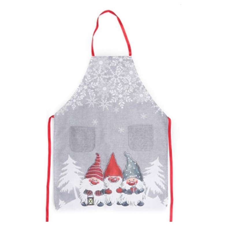 Christmas Apron Linen Santa Christmas Decorations for Baking ,grey