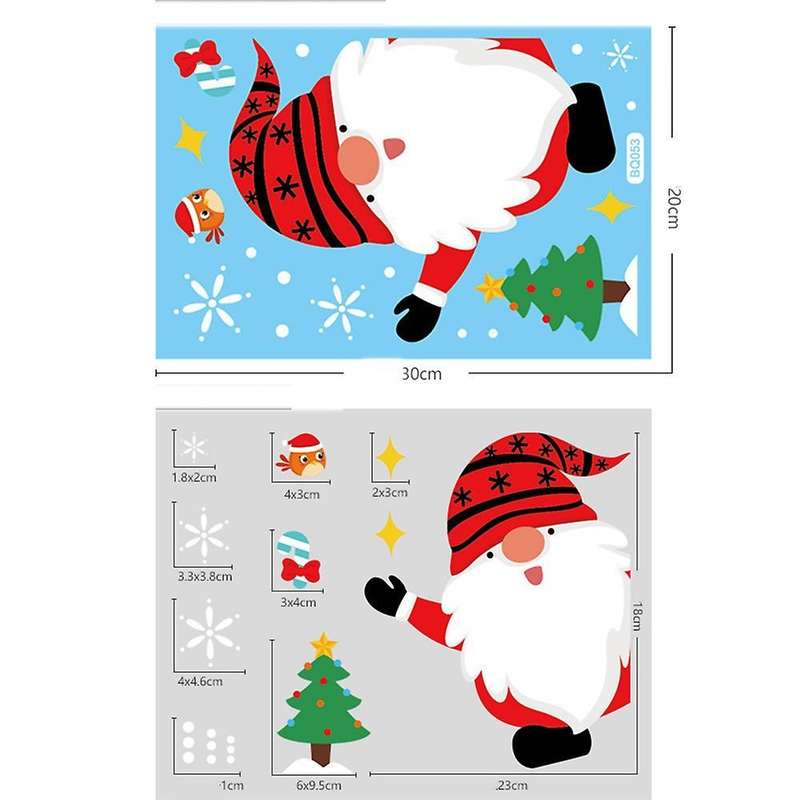 3pcs Window Glass Sticker Santa Claus Sticker New Year Decoration B