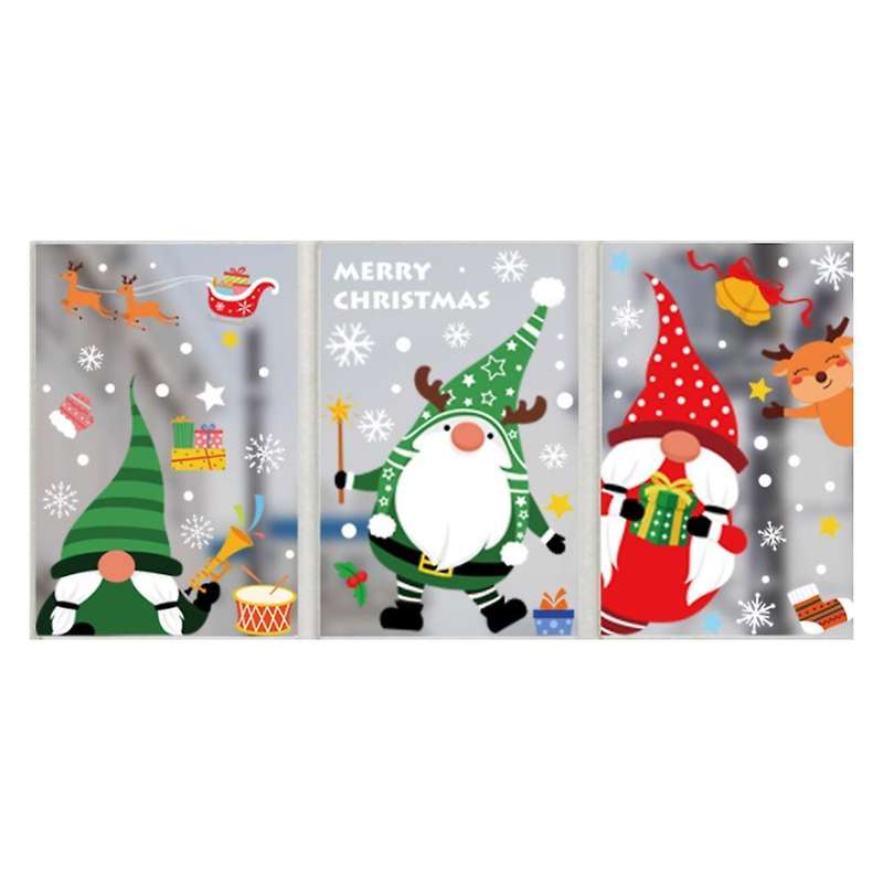 3pcs Window Glass Sticker Santa Claus Sticker New Year Decoration B