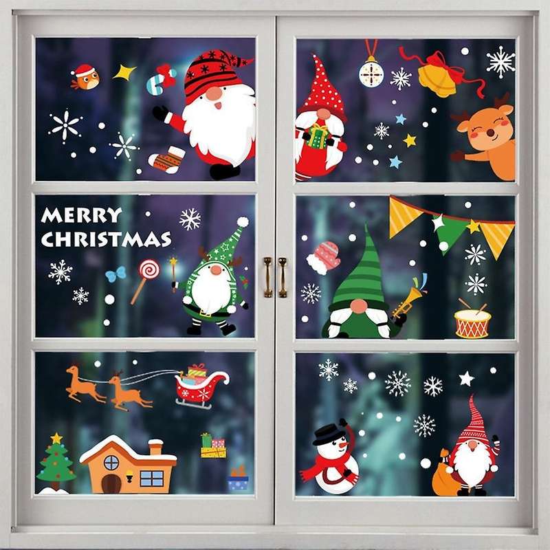 3pcs Window Glass Sticker Santa Claus Sticker New Year Decoration B