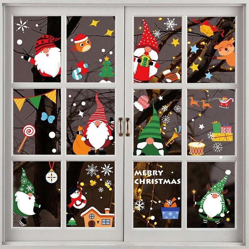 3pcs Window Glass Sticker Santa Claus Sticker New Year Decoration B