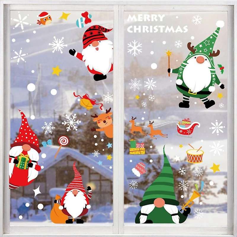3pcs Window Glass Sticker Santa Claus Sticker New Year Decoration B