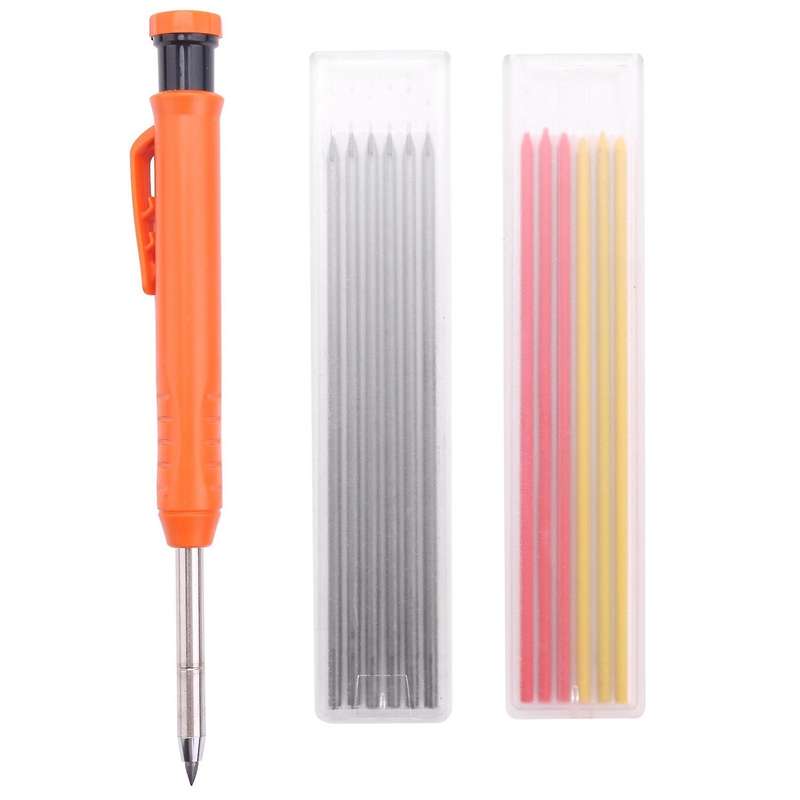 Carpenter Pencil,1pcs Solid Work Pencil Set with 12 Refill Leads E