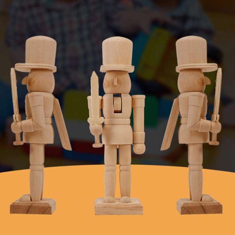 20.5cm Nutcracker Puppet White Embryo Walnut Soldier Shaped Ornaments