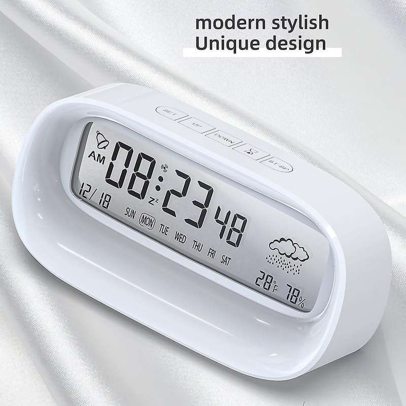Digital Alarm Clock for Bedrooms,battery Operated Desk Clock,white