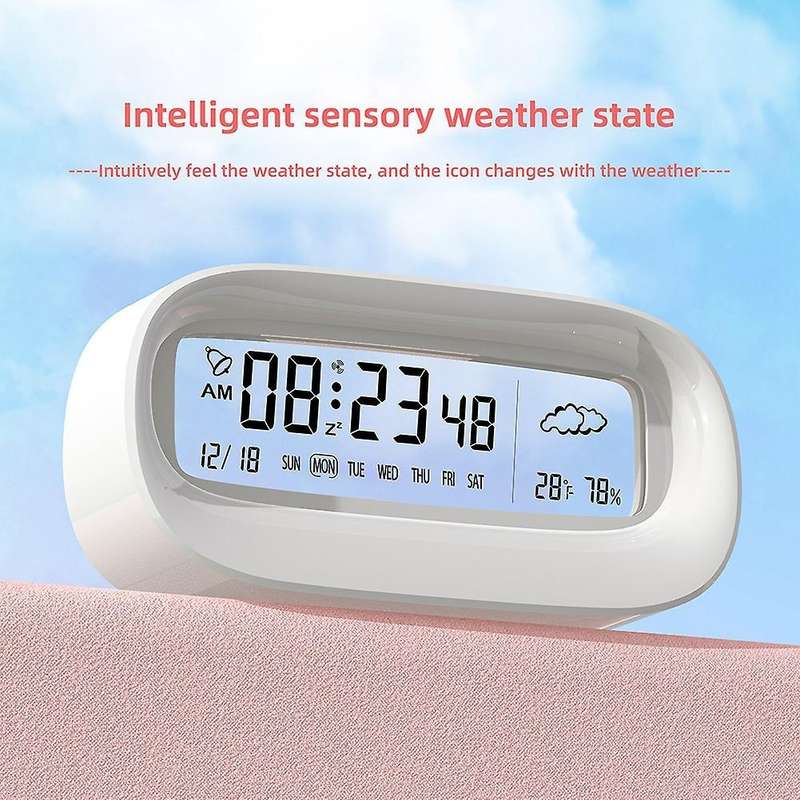 Digital Alarm Clock for Bedrooms,battery Operated Desk Clock,white