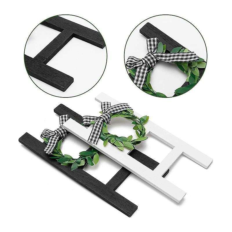 2pcs Wooden Ladder Tray Decoration Summer Rustic Sign Decoration