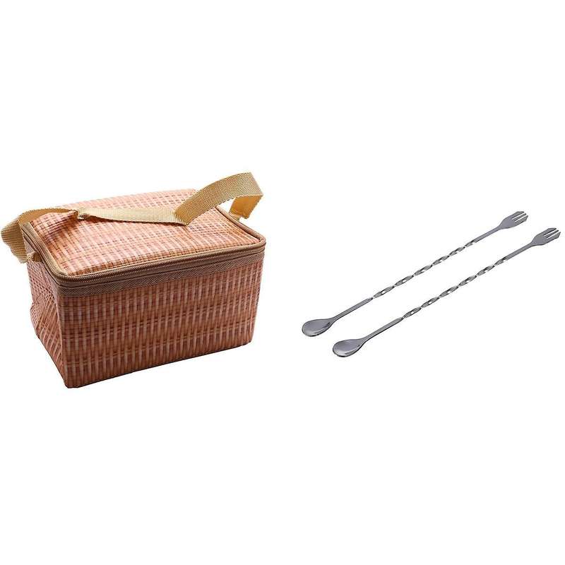 Portable Imitation Rattan Lunch Bags Insulated Thermal Cooler Bag