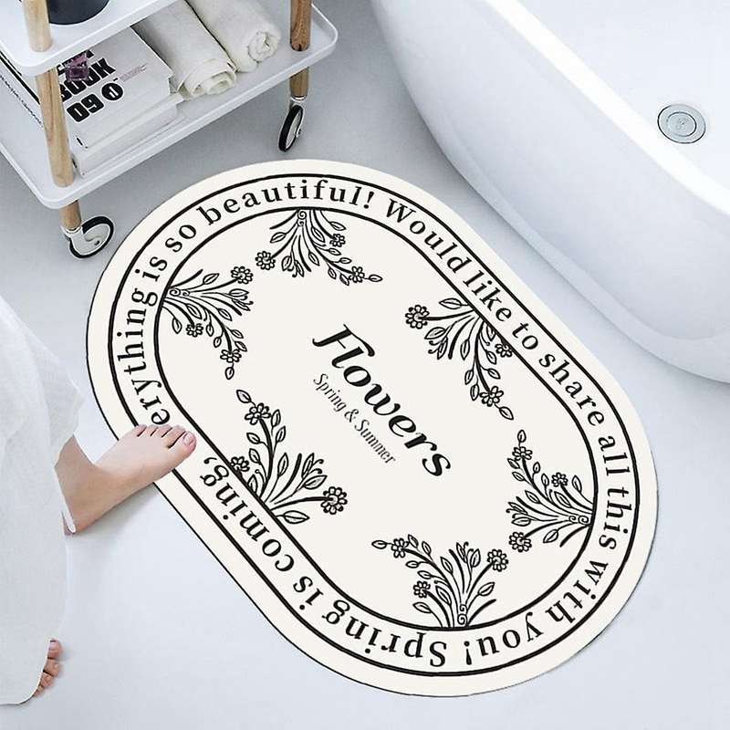 Bath Shower Mat Doormat Absorbent Flower Carpets Entrance(b,40x60cm)