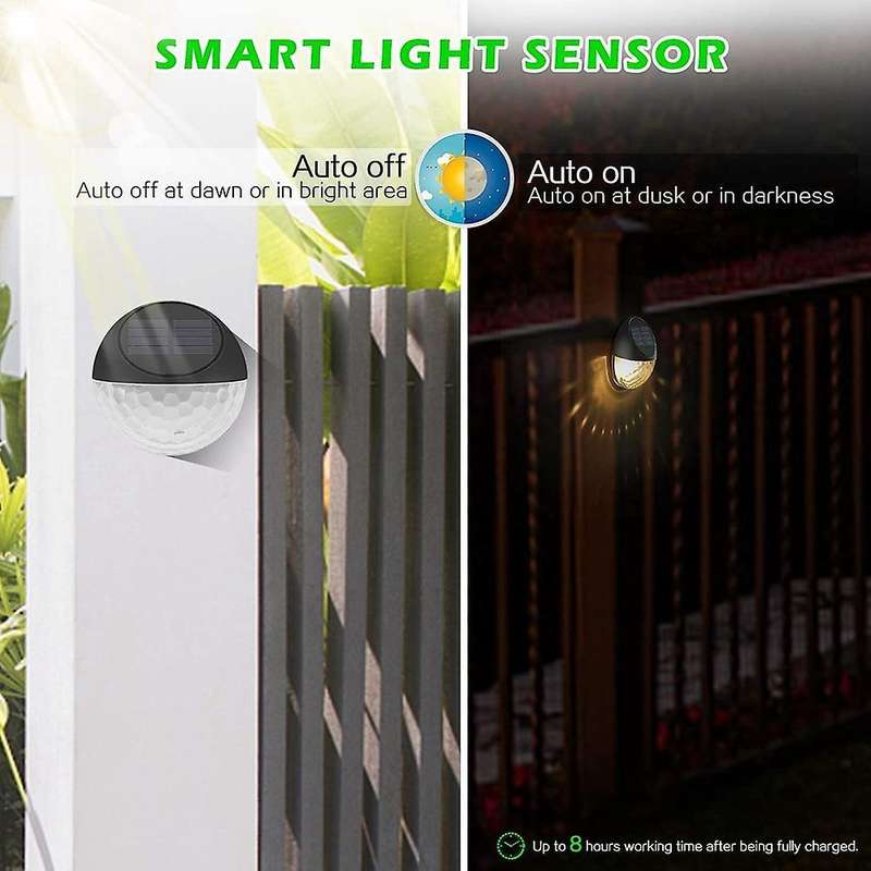8 Pack Solar Fence Lights, for Garden, Fence, Patio Use,warm White