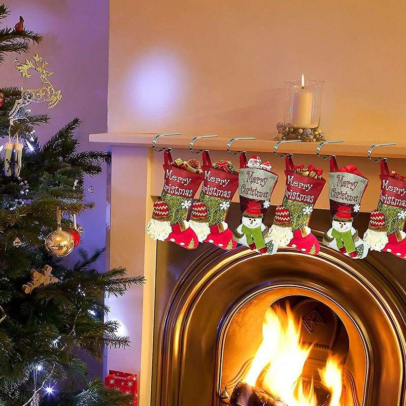 6pcs Christmas Stocking Holder, Non-slip Adjustable Stocking C