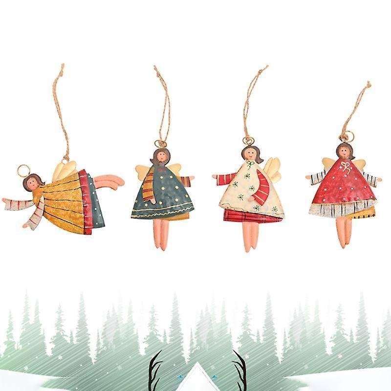 4 Pcs Christmas Metal Dancing Angel Pendants Ornaments for Home Party