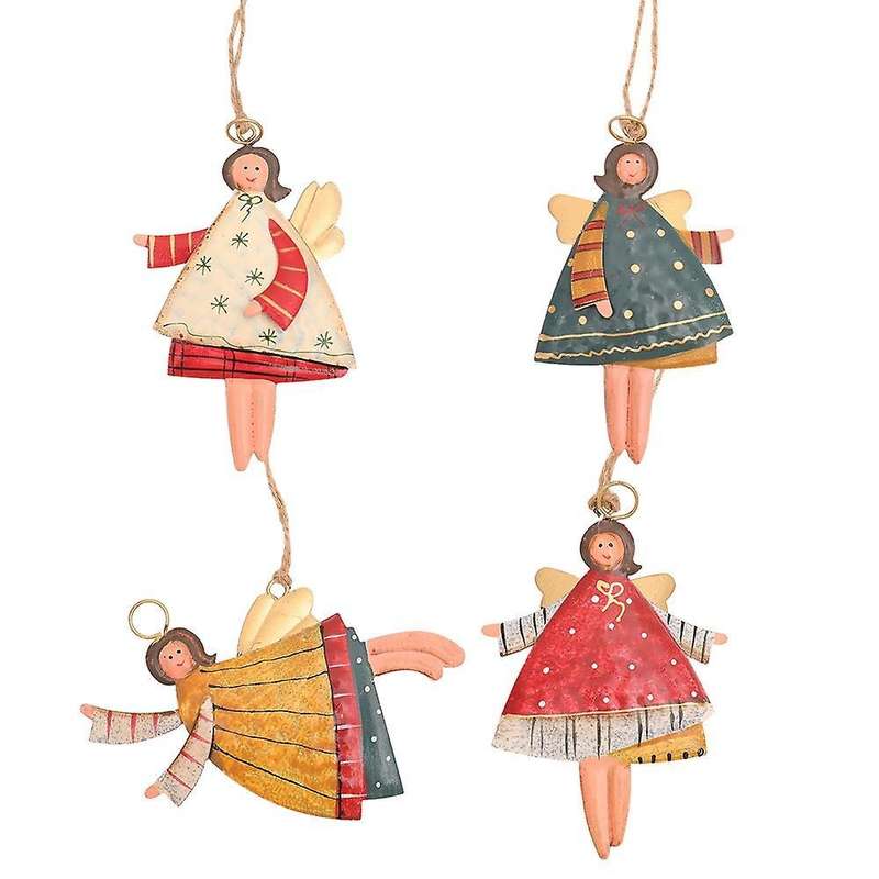 4 Pcs Christmas Metal Dancing Angel Pendants Ornaments for Home Party