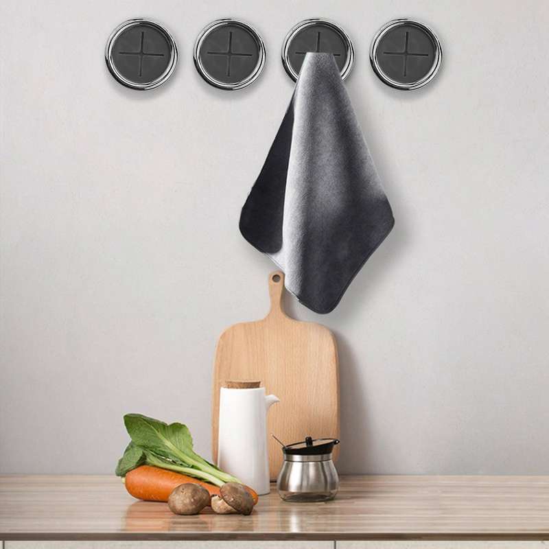 6pc Self-adhesive Towel Hooks Round Wall Mount for Kitchen Home