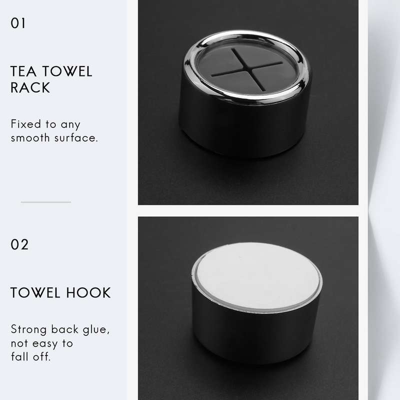 6pc Self-adhesive Towel Hooks Round Wall Mount for Kitchen Home
