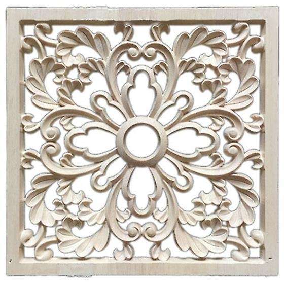 1x Rubber Wood Carved Onlay Applique Diy Decor #f:20*20cm