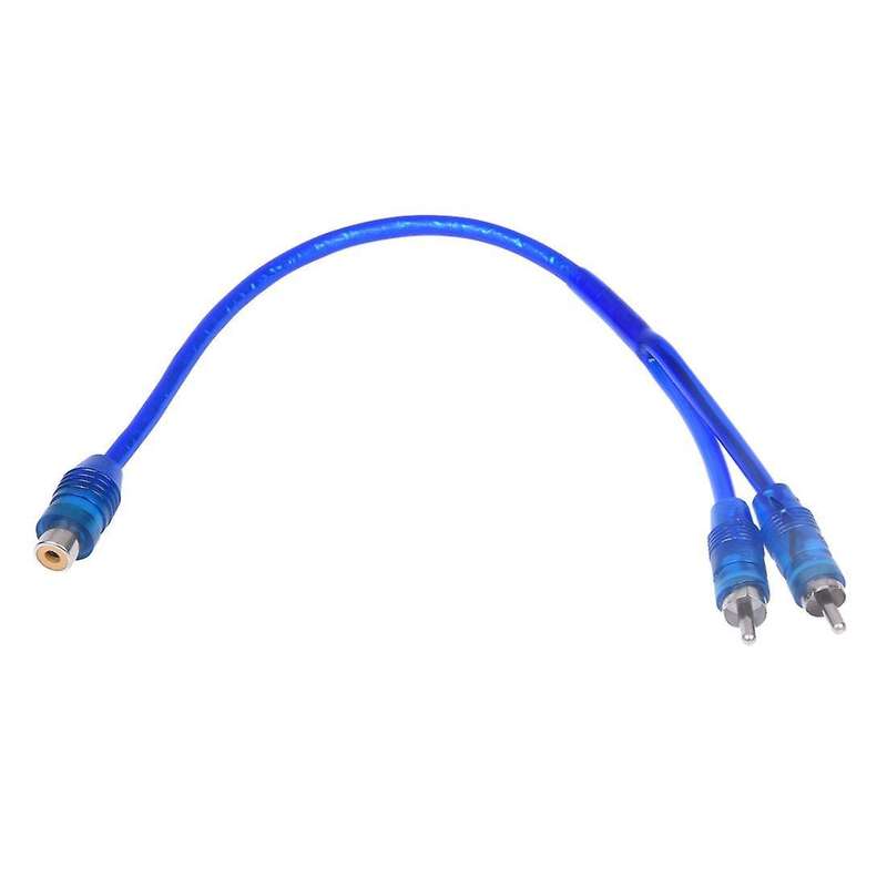 Car Audio Rca Female to 2 Rca Male Splitter Adapter Cable Wire Dark Blue 2 Pcs
